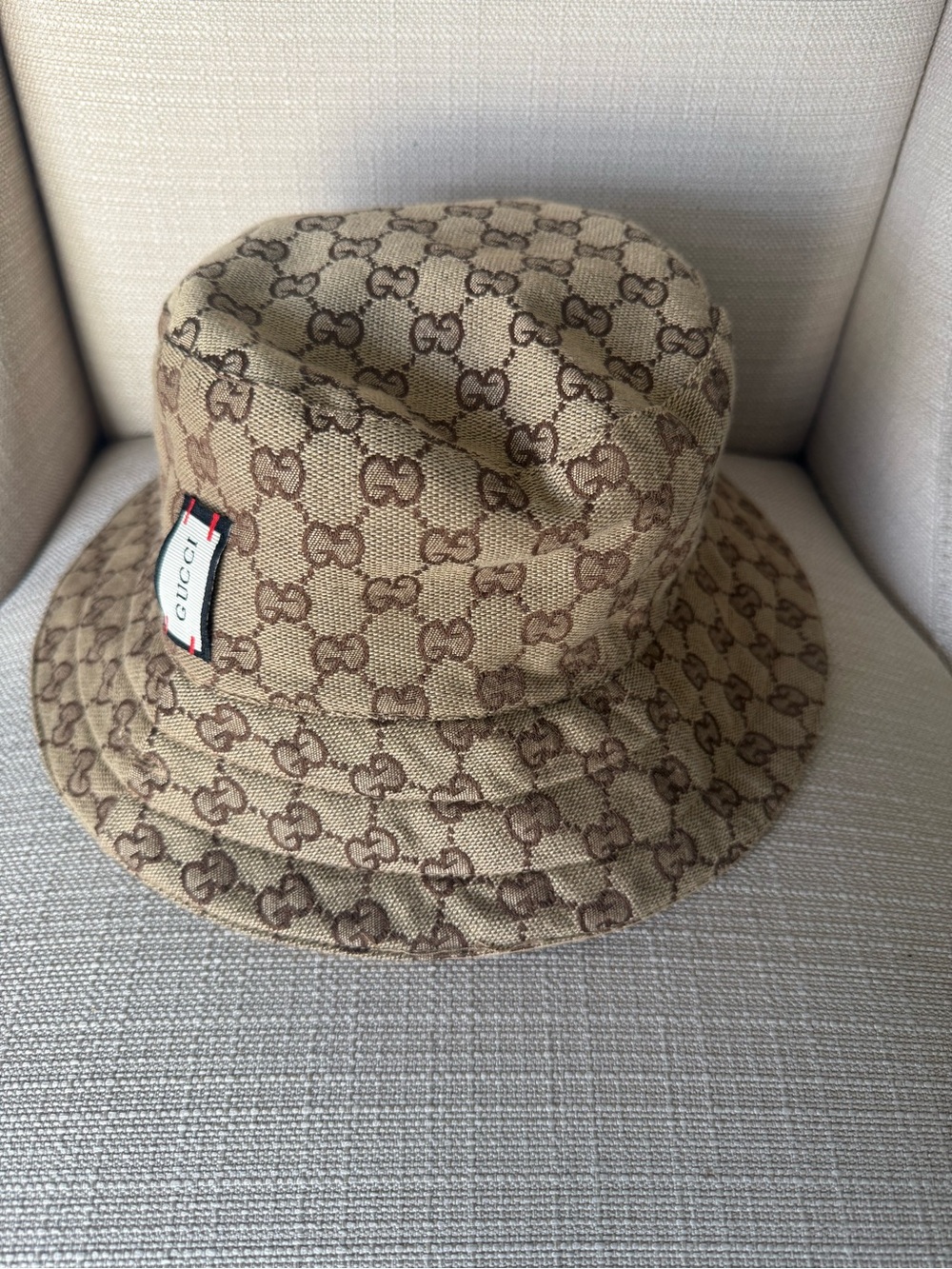 Gucci Vintage GG Monogram Canvas Bucket Hat Brown Beige Logo Designer - Picture 2 of 5